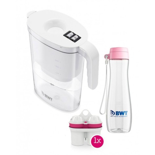 Cana Vida alba 2.6 l cu indicator manual si filtru Mg + Sticla sport BWT